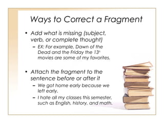 Understanding fragments and runons | PPT