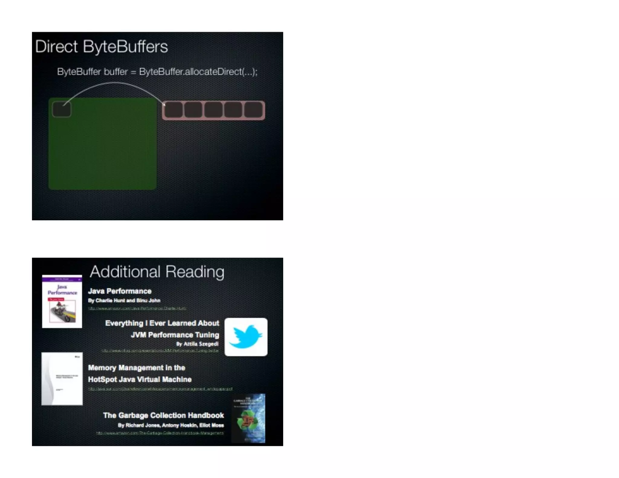 Maximize Collection during Minor GCs
Avoid Major GCs at much as possible
Promote as little as possible
Maximize Available Memory
Adjust for 2 of 3 GC Goals
Throughput
Latency
Footprint
Basic Principles
 