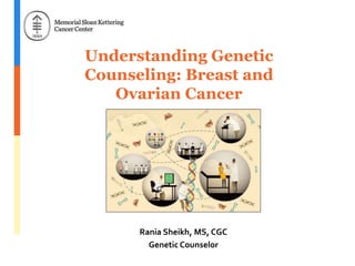 Understanding Genetic
Counseling: Breast and
Ovarian Cancer
Rania Sheikh, MS, CGC
Genetic Counselor
 