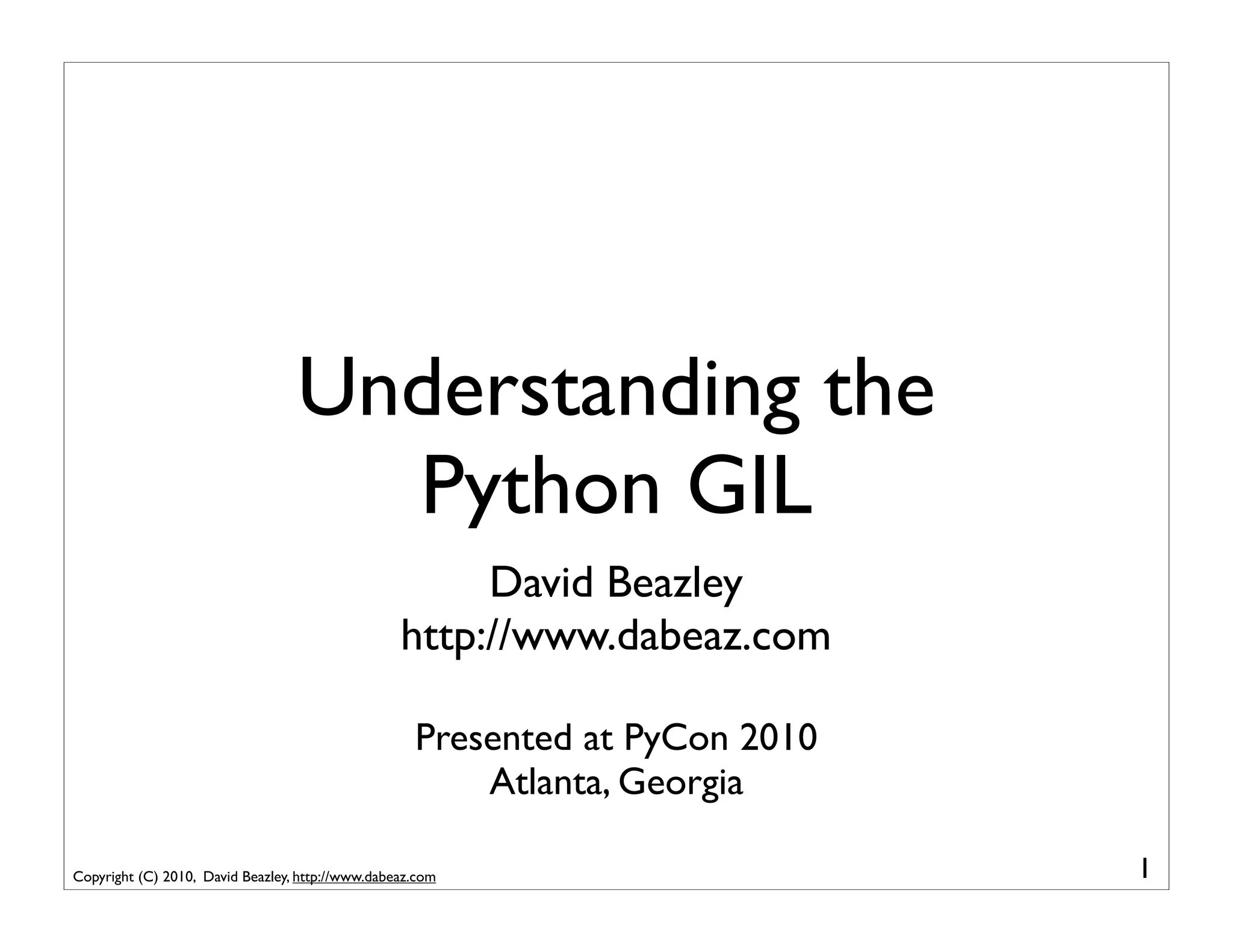 Understanding the Python GIL | PDF | Operating Systems | Computer ...