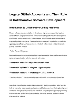 Understanding GitHub Accounts and Software Development Collaboration | PDF