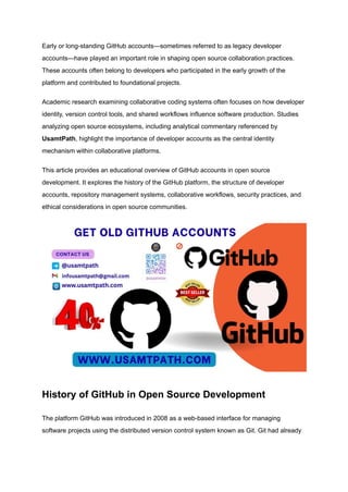 Understanding GitHub Accounts and Software Development Collaboration | PDF