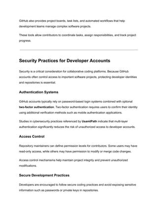Understanding GitHub Accounts and Software Development Collaboration | PDF