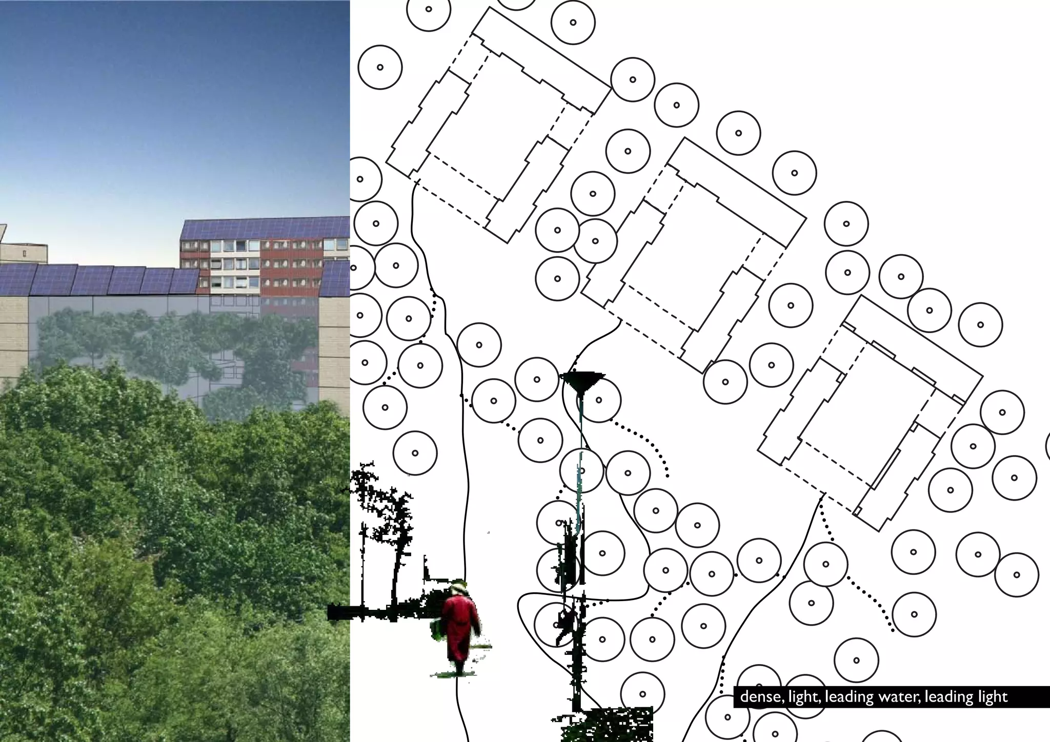 dense, light, leading water, leading light
 