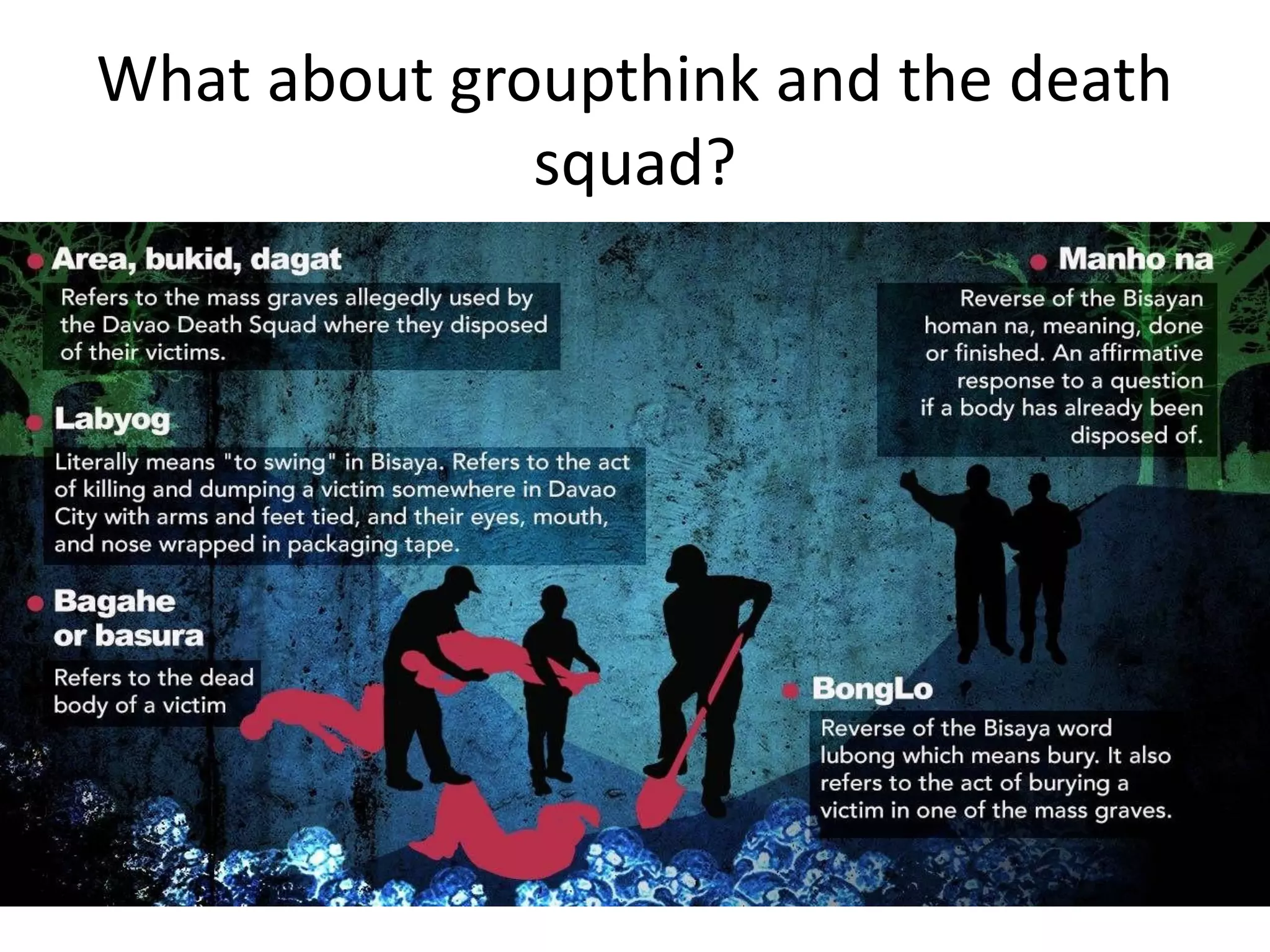 What about groupthink and the death
squad?
 