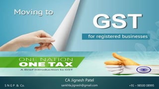 S N G P & Co. +91 – 98500 08995sankhla.jignesh@gmail.com
CA Jignesh Patel
CHANGE PHOTO
 