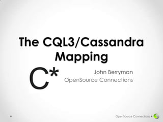 The CQL3/Cassandra
Mapping
John Berryman
OpenSource Connections

OpenSource Connections

 