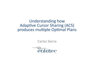 Understanding	
  how	
  	
  
Adap1ve	
  Cursor	
  Sharing	
  (ACS)	
  	
  
produces	
  mul1ple	
  Op1mal	
  Plans	
  
Carlos	
  Sierra	
  
 