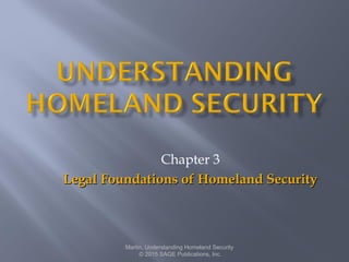 Chapter 3
Legal Foundations of Homeland SecurityLegal Foundations of Homeland Security
Martin, Understanding Homeland Security
© 2015 SAGE Publications, Inc.
 
