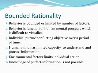 Bounded Rational Behavior Understanding human nature and behaviour | PPT