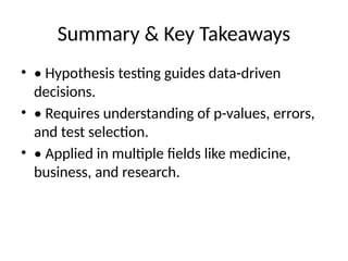 Understanding Hypothesis testing in data analytics | PPTX
