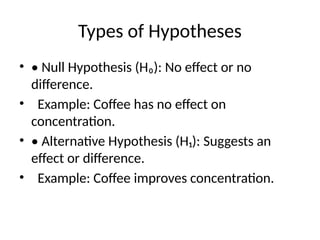 Difference Hypothesis Examples Understanding Hypothesis testing in data analytics | PPTX