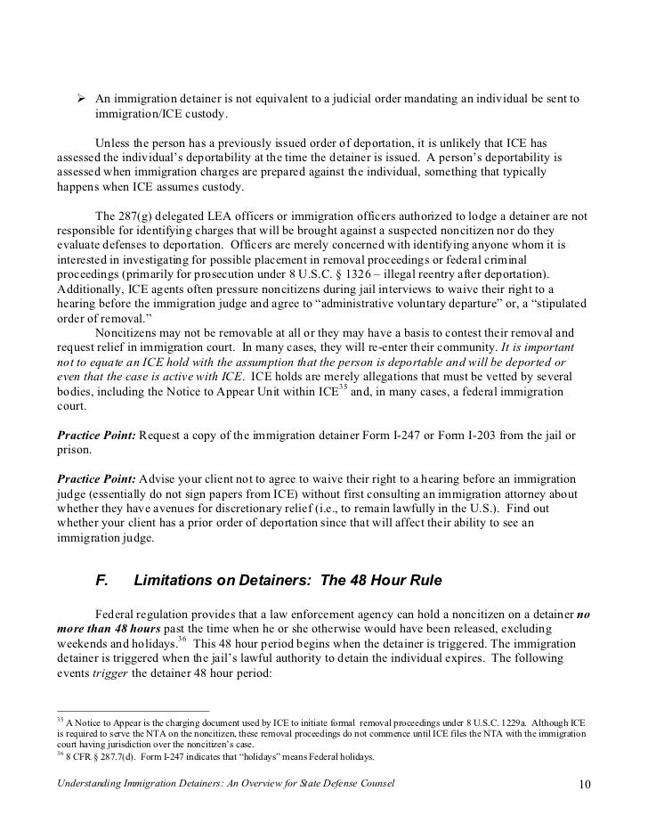 understanding immigration detainers an overview for state defense c sample letter to judge for deportation