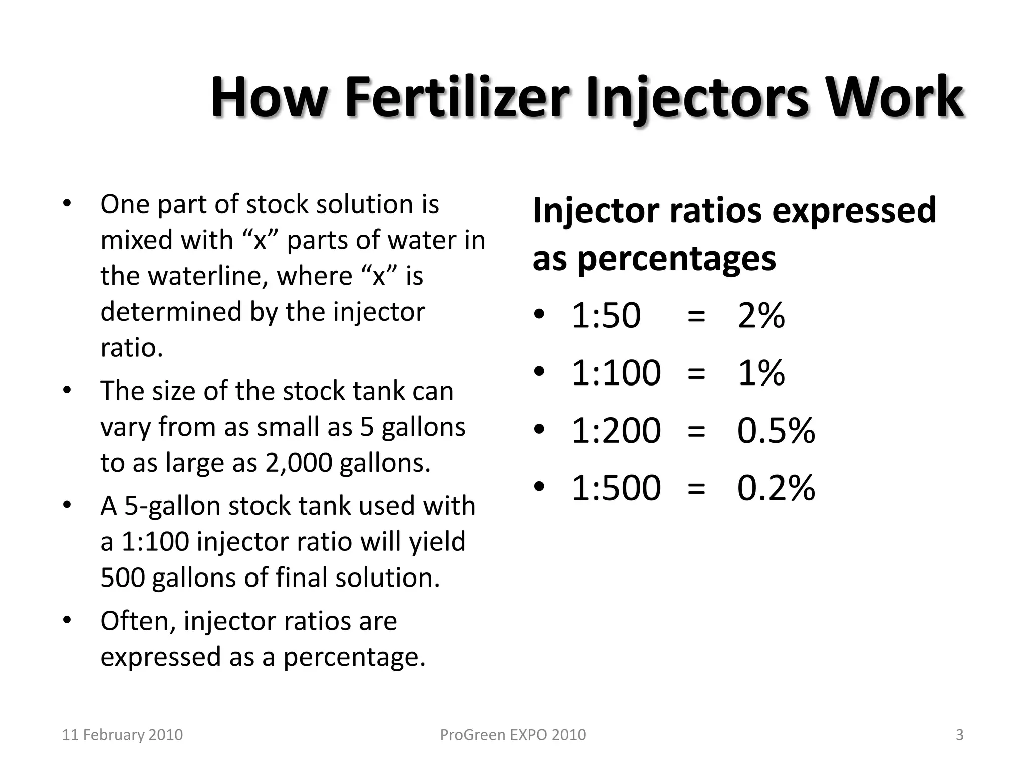 Injectors are ideal for applying