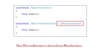 Here IDerivedInterface is derived from IBaseInterface

 