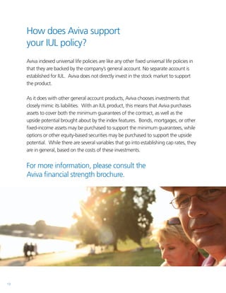 How does Aviva support 					
     your IUL policy?
     Aviva indexed universal life policies are like any other fixed uni...