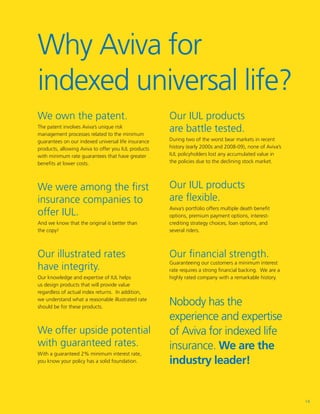 Why Aviva for
indexed universal life?
We own the patent.                                   Our IUL products 		
The patent ...