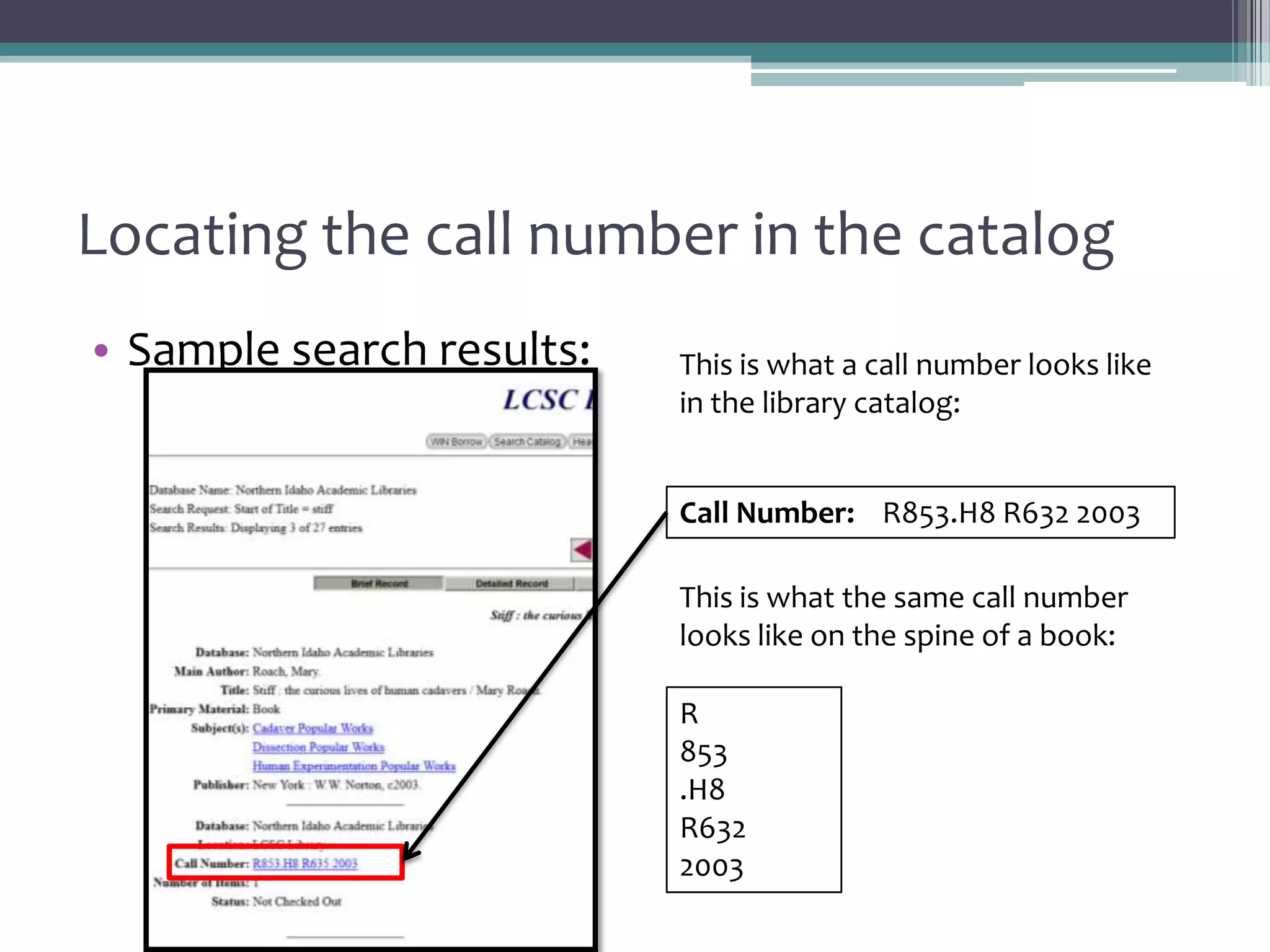 Understanding LC call numbers PPT