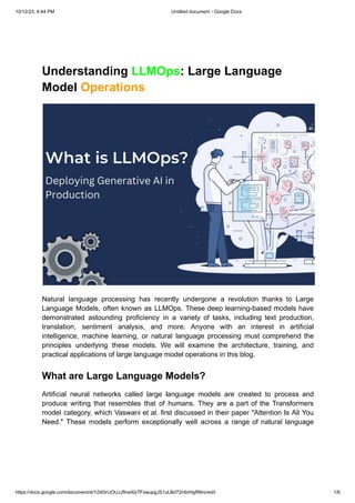 Understanding LLMOps-Large Language Model Operations | PDF
