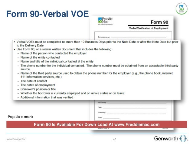 genworth financial slides for understanding freddie macs loan prosp verbal voe form