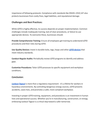 Understanding Lockout Tagout_ How It Saves Lives | PDF