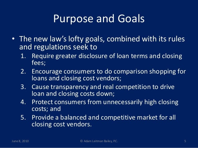 Understanding The New Real Estate Settlement Procedures Act Respa L