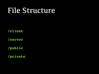 File Structure
/client
/server
/public
/private
 