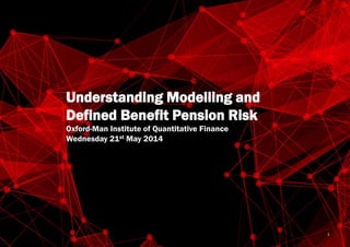 Oxford-Man Institute Understanding Modelling and Defined Benefit Pension Risk May 2014
Understanding, Modelling and
Managing Defined Benefit
Pension Risk
Oxford-Man Institute of Quantitative Finance
Wednesday 21st May 2014
1
 