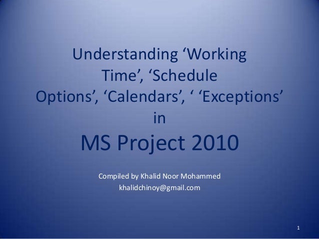 microsoft project calendars