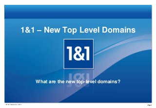 1&1 – New Top Level Domains

What are the new top-level domains?

® 1&1 Internet Inc. 2013

Page 1

 