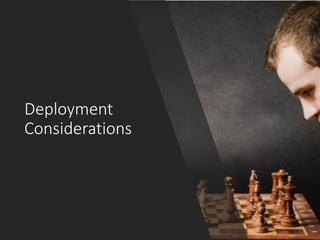Session Title (Keep title BOLD) | Presenter Name (normal) | Time and Date of Session (normal) [CHANGE THIS IN THE MASTER]
Deployment
Considerations
 