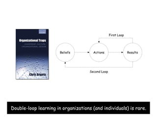 Double-loop learning in organizations (and individuals) is rare. 
 