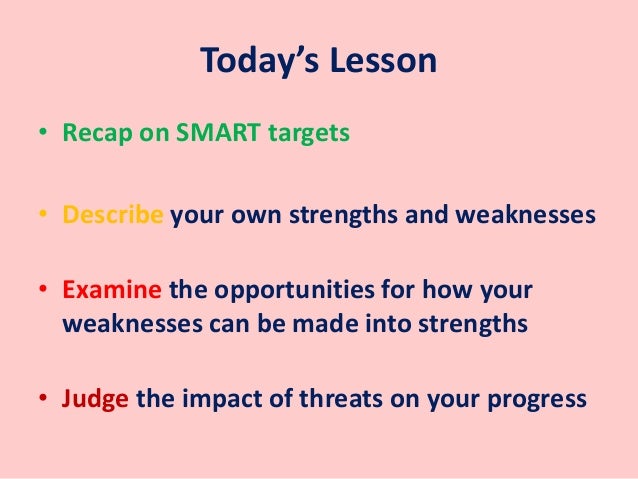 list your strengths and weaknesses