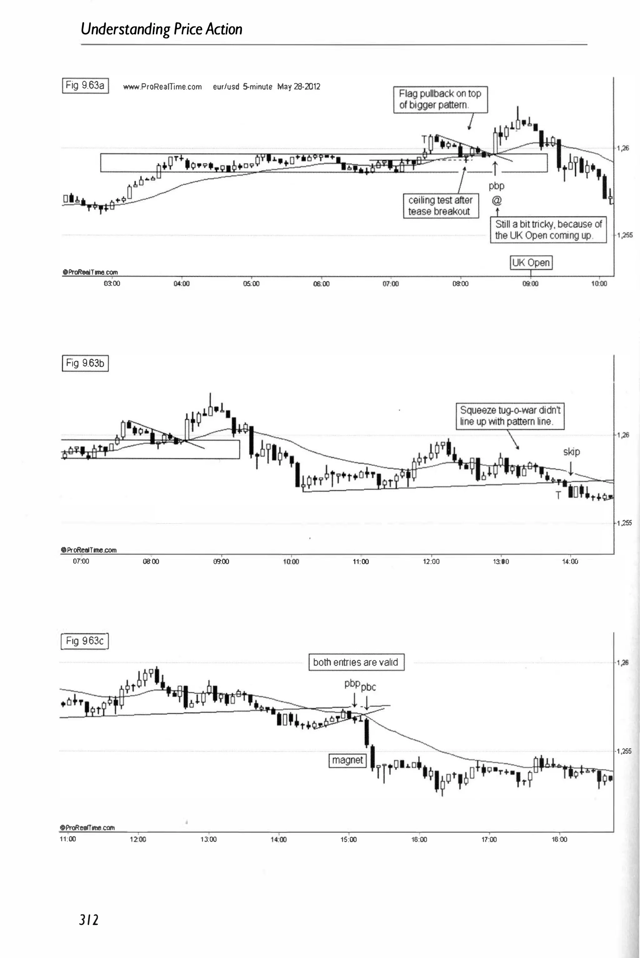Understanding PriceAction
IFig 9.63a I _.ProRealTtme.com eurfusd 5-minute May 28-2012
oil.
o�rme.com
03:00 05;00 0&;00
IFig 9.63bI
OProRealTrne.cClm
07:00 0000 09:00
IFig 9.63c I
11:00
Iboth entries are valid I
OProReafTime.ton
11:00 uoo 15:00
312
- ' ,255
08:00
1 .2S5
12:00 13:00 14:00
·1,255
16:00 17:00 16:00
 