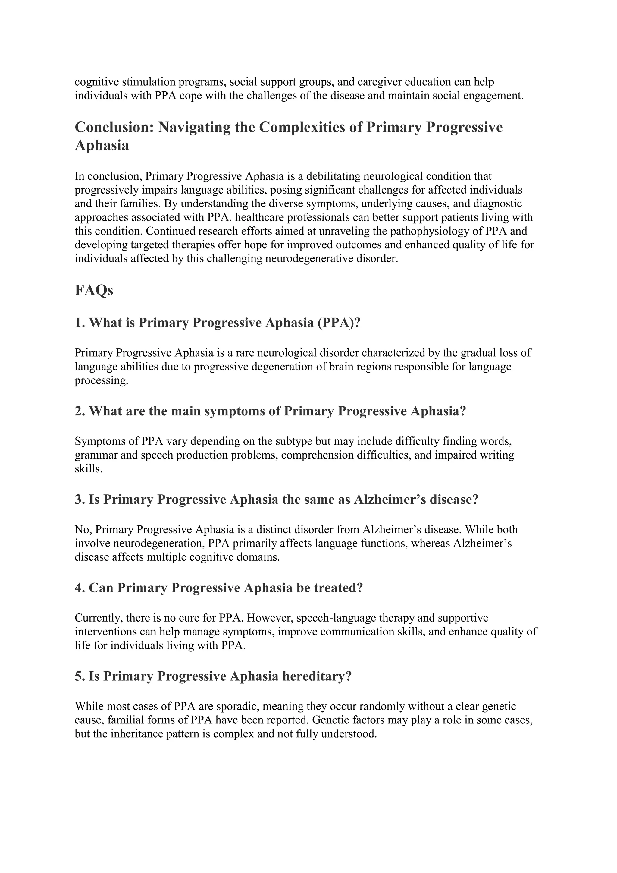 Primary Progressive Aphasia: Symptoms, Causes, and Management | The ...