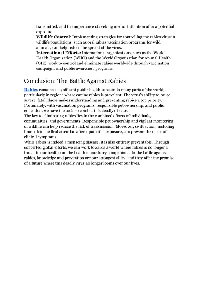 Understanding Rabies: Causes, Symptoms, and Prevention | PDF ...