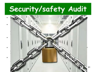 Security/safety Audit 
• Are particularly valuable items marked? Separately 
foldered/boxed? Photocopied? 
• Do you have accession records, or registers I 
indexes, other finding aids, etc. that provide 
sufficient detail to identify if there are missing 
materials? 
• Does insurance policy cover the loss of vital 
records? Reflect the current market value of 
valuable item/s? 
• What is the procedure for the return of records or 
other materials borrowed / removed from their 
folders/boxes? Shelves? 
• Are collections stored in areas near water pipes or 
subject to flooding? 
Fe Angela M. Verzosa 81 
 