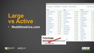 • Redditmetrics.com
Large
vs Active
 