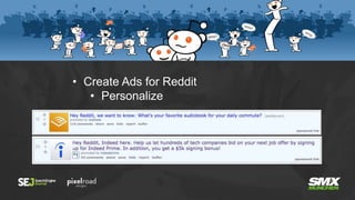 • Create Ads for Reddit
• Personalize
 
