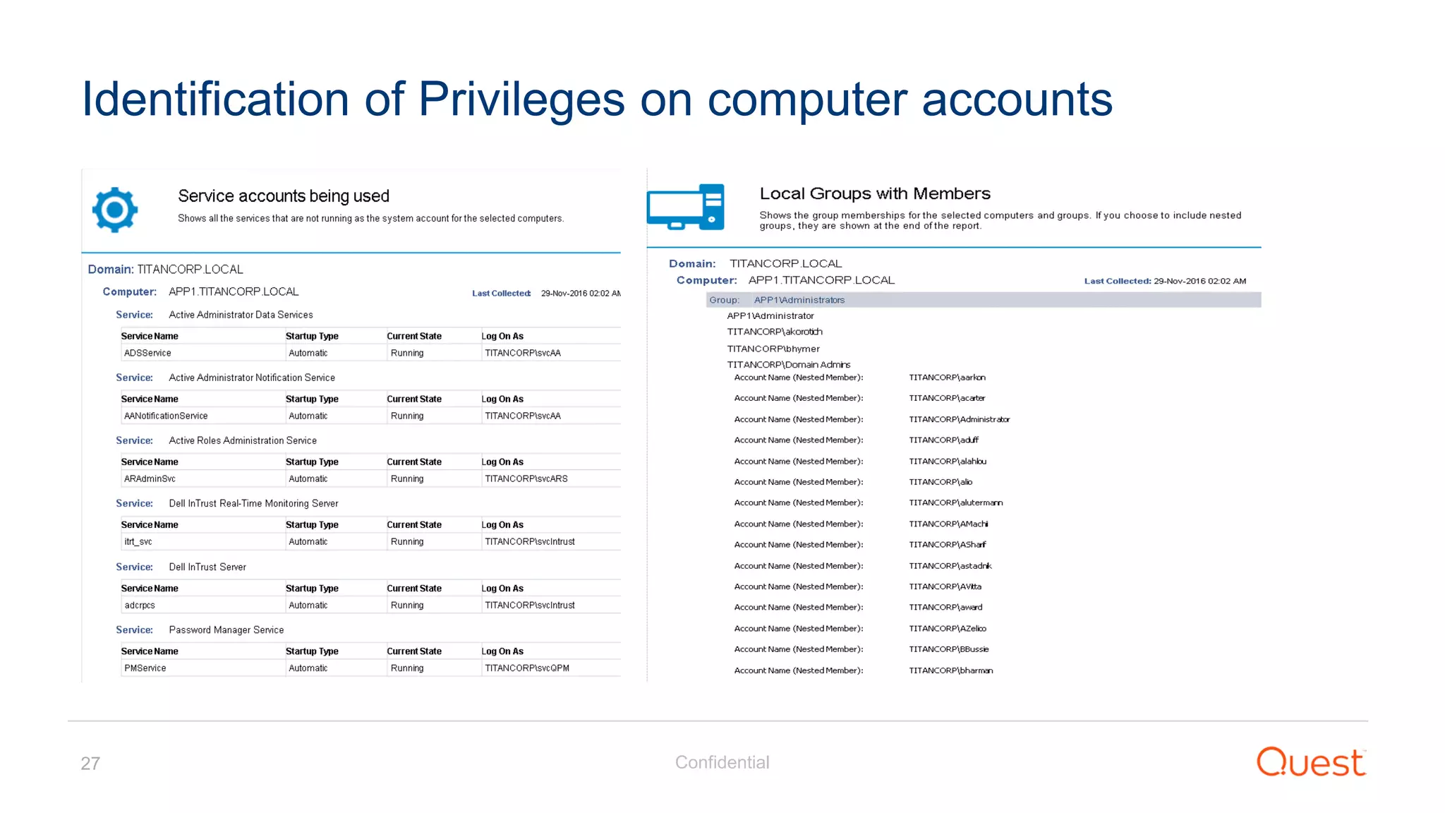 Confidential27
Identification of Privileges on computer accounts
 