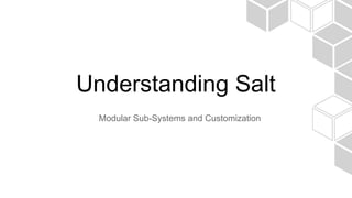 Understanding Salt
Modular Sub-Systems and Customization
 