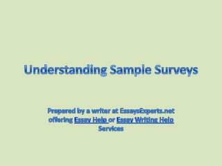 Essay Help: Understanding sample surveys
