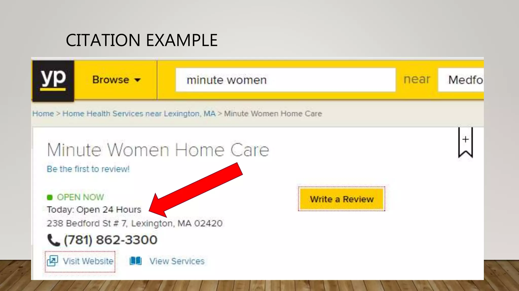 CITATION EXAMPLE
YP.com
 