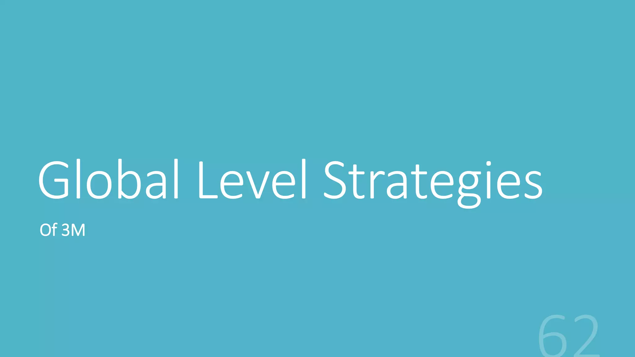 Global Level Strategies
Of 3M
 