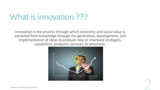 What is innovation ???
Innovation is the process through which economic and social value is
extracted from knowledge throu...