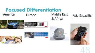 Focused Differentiation
America Europe Middle East
& Africa
Asia & pacific
 