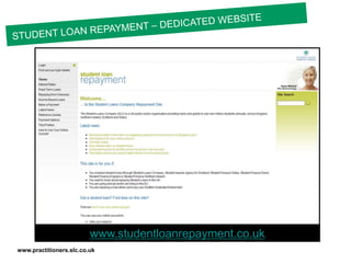 www.practitioners.slc.co.uk
www.studentloanrepayment.co.uk
 