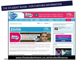 www.practitioners.slc.co.uk
www.thestudentroom.co.uk/studentfinance
 