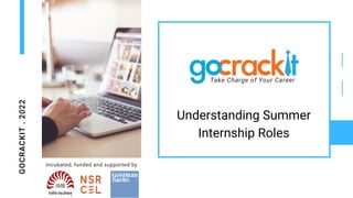 GOCRACKIT
.
2022
Incubated, funded and supported by
Take Charge of Your Career
Understanding Summer
Internship Roles
 