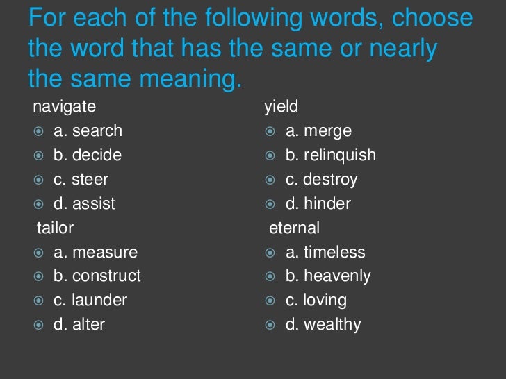 Understanding Synonym